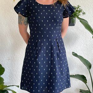 Vera Mode - Dark Blue Dress with Anchors Print